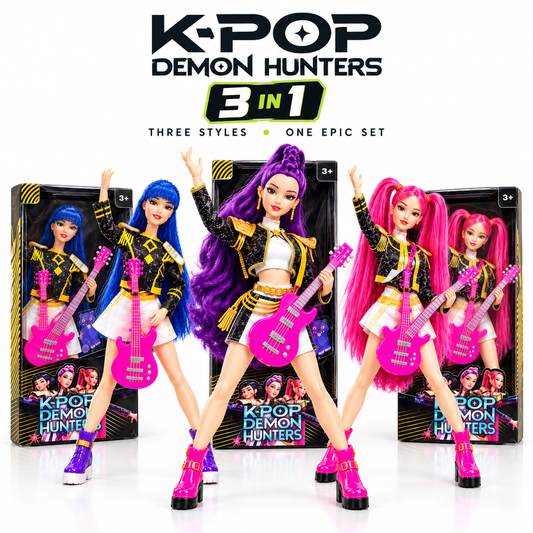 3-in-1 K-Pop Demon Hunters Fashion Doll Set with Guitar, Outfit & Boots
