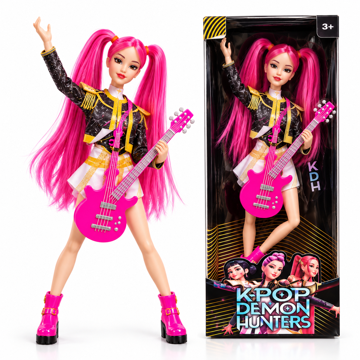 3-in-1 K-Pop Demon Hunters Fashion Doll Set with Guitar, Outfit & Boots